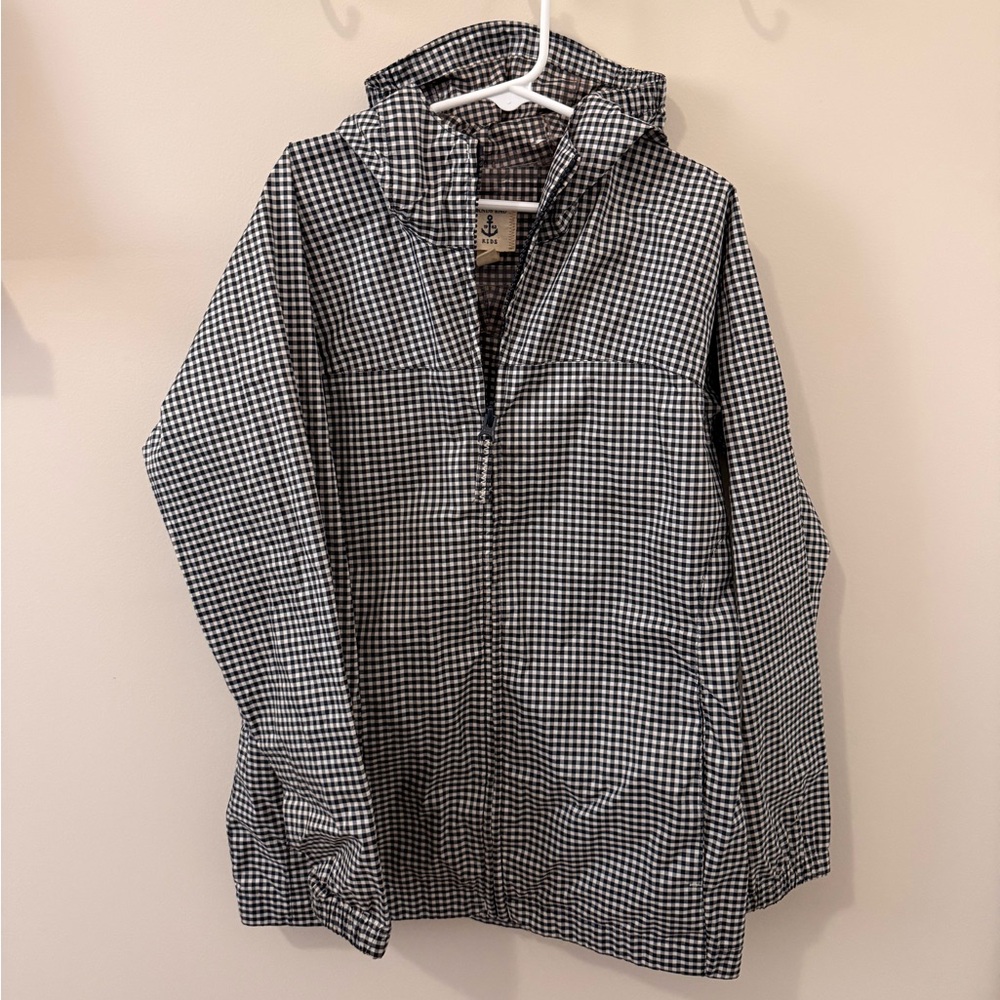 Lands' End Kids Navy and White Checkered Windbreaker (packable!) | Size S (7/8)